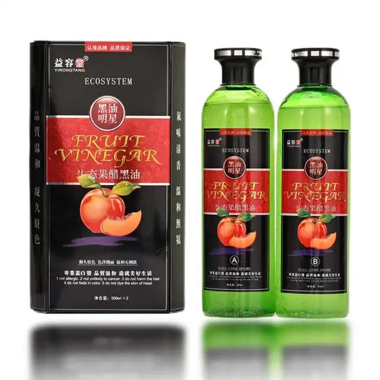 FRUIT VINEGAR BLACK HAIR COLOR GEL FOR HAIR PERMANENT BLACK DYE GEL FOR COVER WHITE GRAY HAIR 250X2=500ML