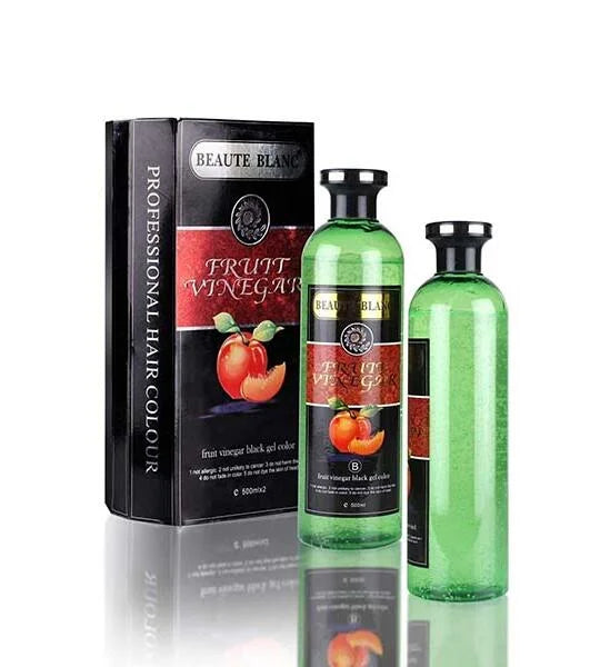 FRUIT VINEGAR BLACK HAIR COLOR GEL FOR HAIR PERMANENT BLACK DYE GEL FOR COVER WHITE GRAY HAIR 250X2=500ML